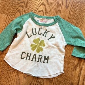 Lucky Charm Kids Long Sleeve Tee - Green & White